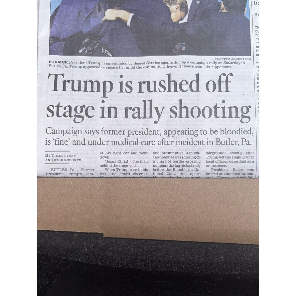 The Los Angeles Times‎ July  14 2024 Trump Injured in Rally Shooting Shot - Picture 4 of 4